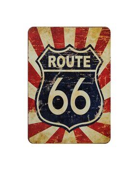 Retro Patriotic Route 66 Tin Sign | Vintage Garage Decor 🚗🇺🇸